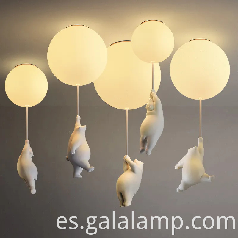 Luz colgante de LED de oso nórdico moderno para habitaciones para niños